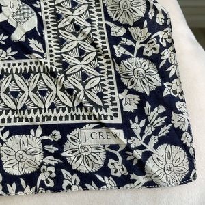JCrew Italian elephant print cotton scarf navy